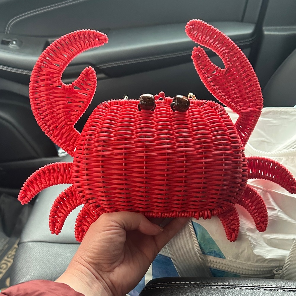 Red Crab Woven Crossbody Bag